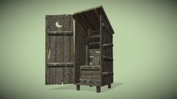 Wood Toilet Cabin forest, mountain, camp, toilet, daehowest, maya, lowpoly, wood, looner