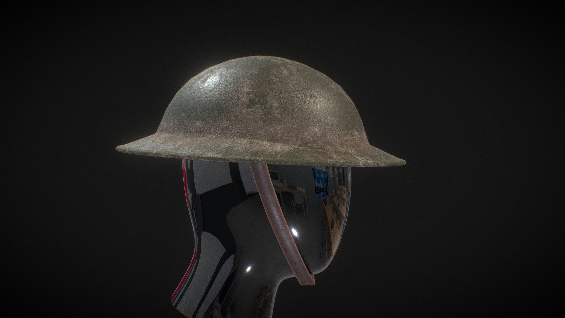 This helmet is optimized and ready to play.

The clean Version - https://skfb.ly/o9PPx

Cover Version - https://skfb.ly/oxCsQ

The Brodie helmet is a steel combat helmet designed and patented in London in 1915 by John Leopold Brodie. A modified form of it became the Helmet, Steel, Mark I in Britain and the M1917 Helmet in the US. Colloquially, it was called the shrapnel helmet, battle bowler, Tommy helmet, tin hat, and in the United States the doughboy helmet. It was also known as the dishpan hat, tin pan hat, washbasin, battle bowler (when worn by officers), and Kelly helmet. The German Army called it the Salatschüssel (salad bowl). The term Brodie is often misused. It is correctly applied only to the original 1915 Brodie’s Steel Helmet, War Office Pattern. https://en.wikipedia.org/wiki/Brodie_helmet - WWI British Helmet MK 1 "Brodie" (Dirty) - Buy Royalty Free 3D model by Davicolt 3d model