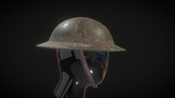 WWI British Helmet MK 1 "Brodie" (Dirty) ww2, trench, british, painted, wwii, dirty, brodie, ww1, m1917, trenchwarfare, mki, blender, helmet, steel, steelhelmet