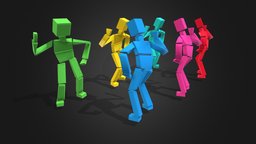 Characters  boxes  in dances carton, dance, dancers, pepole, character, unity, unity3d, low-poly, 3dsmax, man, characters, male, funny