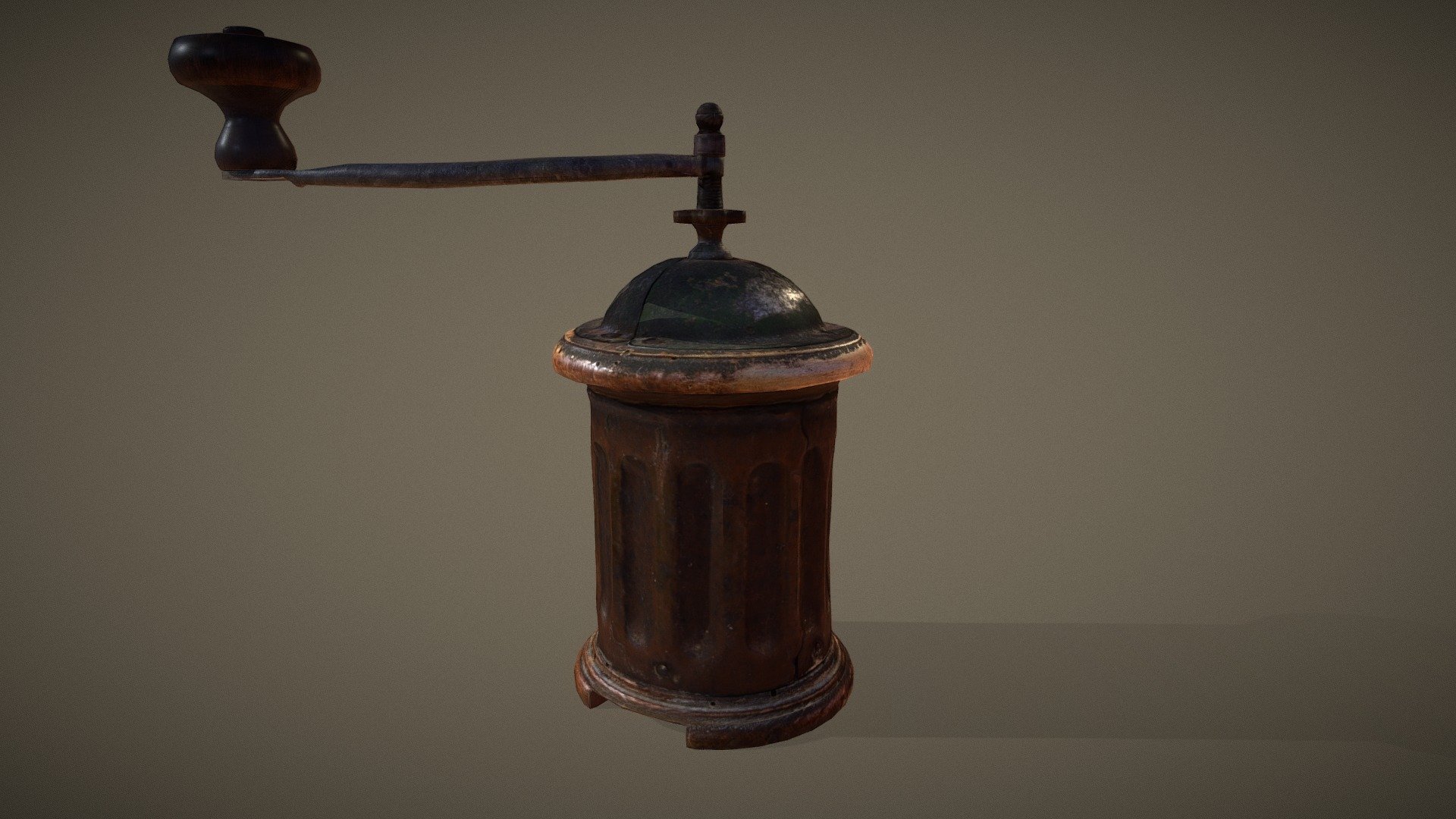 Photogrammetric model of a pepper mill of the early twentieth century. The model has been obtained through meshroom and treated, textured and animated in Blender. The texture combines photogrammetric data with 3d painting.

Modelo fotogramétrico de un molinillo de pimientas de principios de siglo XX. El modelo ha sido obtenido mediante meshroom y tratado, texturizado y animado en blender. La textura combina datos fotogramétricos con 3d painting 3d model