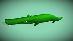 Low poly animated Cartoon Alligator cartoony, alligator, cartoon