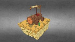 Wood car Voxel object, wheel, landscape, ancient, wooden, land, toy, vintage, desert, creative, miniature, classic, natural, handmade, speedsculpt, idea, illustration, oldcar, classic-car, cartoon, vehicle, texture, car, wood, 3dmodel, funny