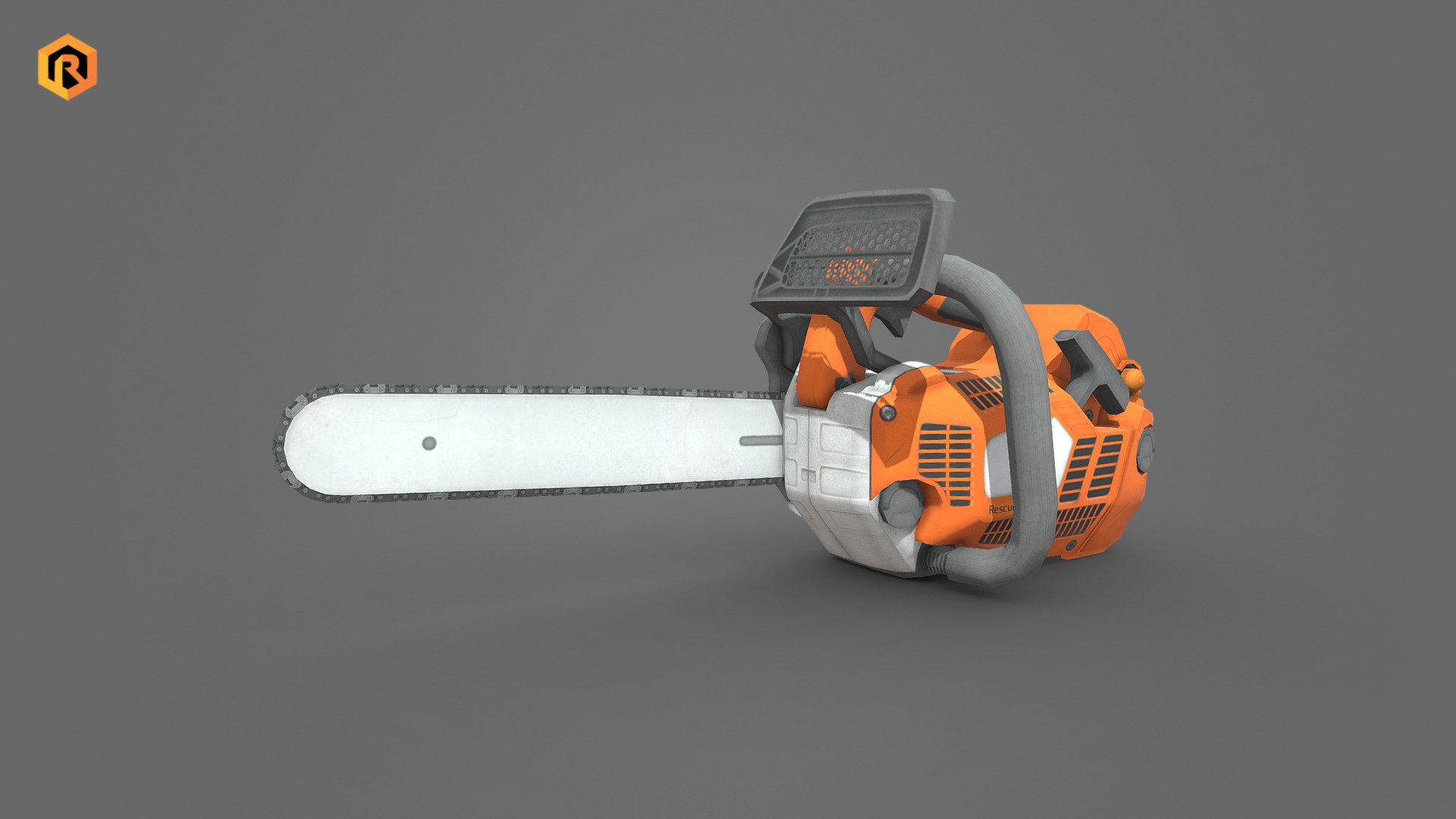 Low-poly 3D model of a Petrol Chainsaw.

It is best for use in games and other VR / AR, real-time applications such as Unity or Unreal Engine.

It can also be rendered in Blender (ex Cycles) or Vray as the model is equipped with all required PBR textures.  

**You can also get this model in these bundles: ** 

https://skfb.ly/otro7 

https://skfb.ly/osCqC 

https://skfb.ly/osRTL    

Technical details:




2048 x 2048 Diffuse and AO textures textures set.

2647 Triangles

2739  Vertices

Model is one mesh.

Pivot point centered at world origin.

Model scaled to approximate real world size (centimeters).

All nodes, materials and textures are appropriately named.

More file formats are available in additional zip file on product page.

Please feel free to contact me if you have any questions or need any support for this asset.

Support e-mail: support@rescue3d.com - Chainsaw - Download Free 3D model by Rescue3D Assets (@rescue3d) 3d model