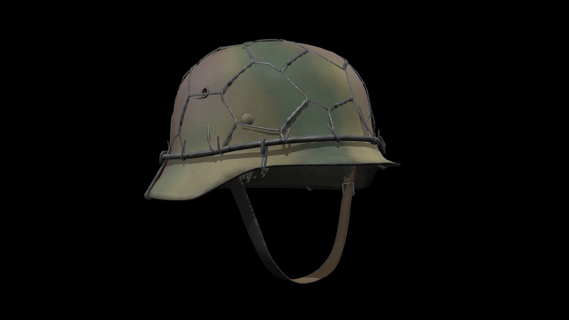 German m35 Stahlhelm featuring Normandy Camoflauge tritone pattern with chicken wire 3d model