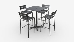 Bar Height Outdoor Table with Barstools bar, food, stool, style, cafe, restaurant, furniture, table, outdoor, counter, decor, metal, height, 3d, pbr, chair, decoration, street, interior