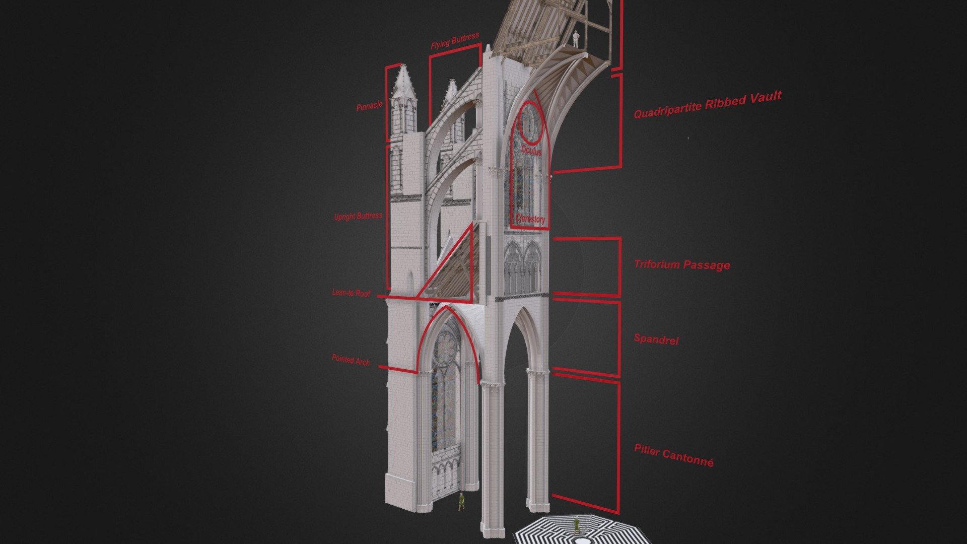 Download includes source files in SKP and KMZ formats.

Click annotations for details about individual components of structure.

Learn more about gothic cathedrals with this interactive glossary from Columbia University - Animated Glossary of a Gothic Cathedral - Buy Royalty Free 3D model by Myles Zhang (@mdzhang) 3d model