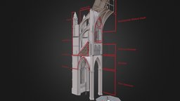 Animated Glossary of a Gothic Cathedral france, nave, cathedral, vault, labyrinth, pier, columns, gothic, foret, amiens, groin, buttress, sketchup, architecture