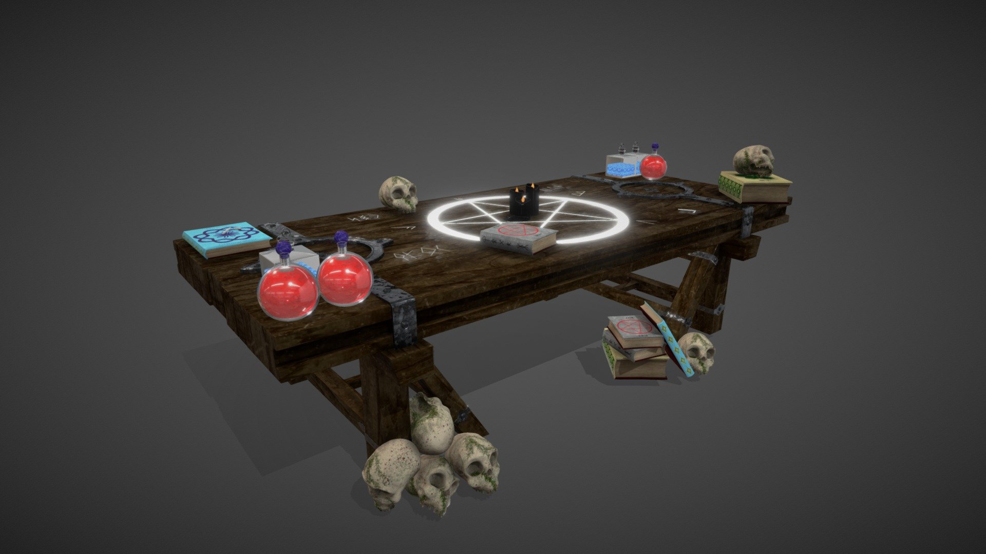 This is a Witch's table for magical practices 3d model