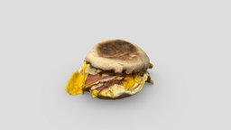 Breakfast Sandwich archviz, archvis, ham, egg, prop, breakfast, sandwich, morning, kitchen, english, muffin, reallife, englishmuffin, photogrammetry, 3dscan