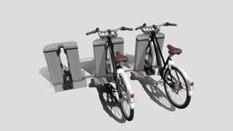 Electric Bicycle and Station Black bicycle, speed, eco, friendly, fbx, city