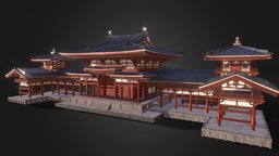 Byodo-in Temple japan, asian, pagoda, gamedev, japanese-house, temple-architecture, asian-architecture, gameready, temple, japanese