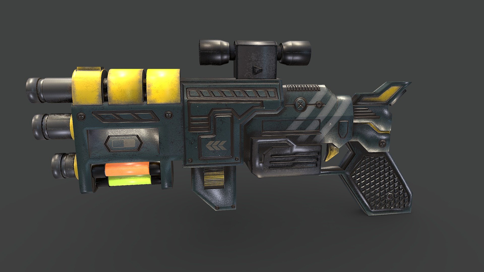 This is 3d model of Sci Fi Concept Ray Gun.
This is realistic 3d model.
This model is made using Autodesk 3DS Max 2021.
All the previews are rendered using Iray Renderer.
This is low poly model and ready to use for game engine.
PBR textures are used in 2048x2048 resolutions.

All the textures and 3ds max files are attached with this.

Polys:       2,889
Vertices:  3,147

This 3d model is available in 5 formats
1. Max
2. Dae
3. Obj &amp; Mtl
4. Fbx
5. 3ds

All this files/formats can be import into any of your favorite software.

If you have any queries, feel free to contact me.

Thanks &amp; Regards,
Artist Swastika Bhadury - Sci Fi Ray Gun - Buy Royalty Free 3D model by swastika (@chinababa) 3d model