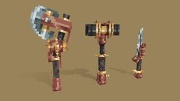 Steampunk Weapons blockbench, minecraft, weapons, lowpoly