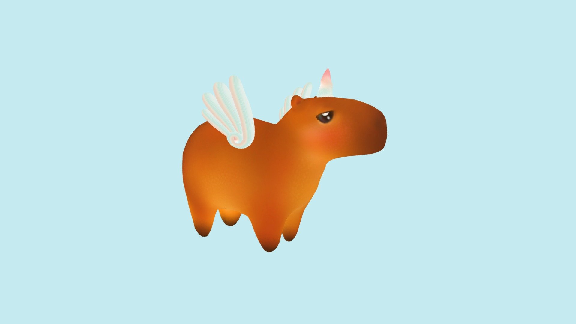 Cute low poly flying unicorn capybara.
It's rigged and comes with 4 animations: idle, flying fast, flying slow, and trotting.
FBX versions are separated into one animation each archive for convenience 3d model