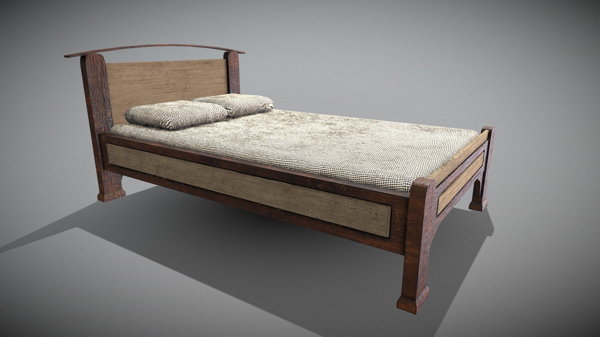 This model of an old bed was created for use in your game projects, has a fairly small number of polygons and good detail. It will look good both in a village house and in a Soviet apartment. Both in a roadside tavern and in a medieval castle. Slightly worn textures are also good for horror 3d model