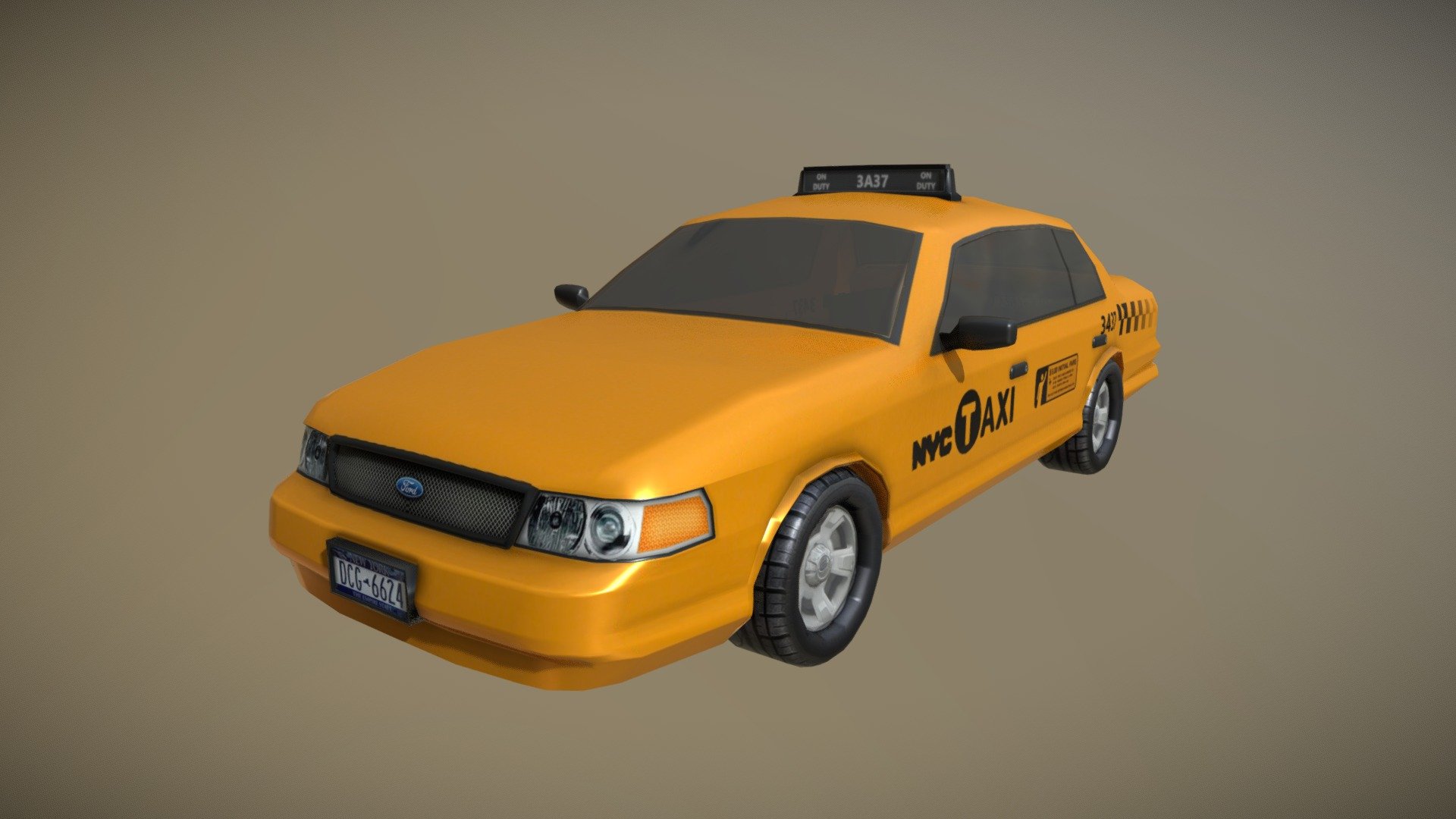 New York Taxi low-poly 3d model ready for Virtual Reality (VR), Augmented Reality (AR), games and other real-time apps 3d model