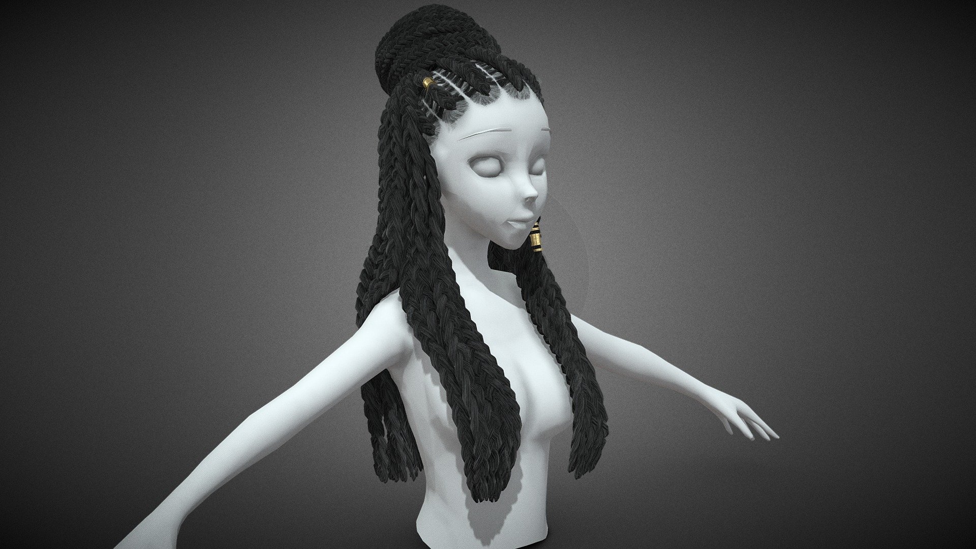CG StudioX Present :
Female Hair Cards Style 8 - Braids And Knot 2 lowpoly/PBR




The photo been rendered using Marmoset Toolbag 4 (real time game engine )

The head model is decimated to show how the hair looks on the head.


Features :



Comes with Specular and Metalness PBR 4K texture .

Good topology.

Low polygon geometry.

The Model is prefect for game for both Specular workflow as in Unity and Metalness as in Unreal engine .

The model also rendered using Marmoset Toolbag 4 with both Specular and Metalness PBR and also included in the product with the full texture.

The texture can be easily adjustable .


Texture :



One set of UV for the Hair [Albedo -Normal-Metalness -Roughness-Gloss-Specular-Ao-Alpha-Depth-Direction-ID-Root] (4096*4096).

One set of UV for metal part [Albedo -Normal-Metalness -Roughness-Gloss-Specular-Ao] (4096*4096).


Files :
Marmoset Toolbag 4 ,Maya,,FBX,glTF,Blender,OBj with all the textures.




Contact me for if you have any questions.
 - Female Hair Cards Style 8 - Braids And Knot 2 - Buy Royalty Free 3D model by CG StudioX (@CG_StudioX) 3d model