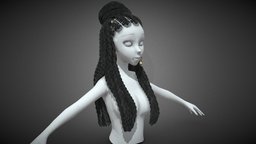 Female Hair Cards Style 8 hair, card, long, knot, bun, woman, afro, curly, ponytail, braids, haircards, hairstyle, realtimehair, gamehair, lowpolyhair, character, girl, female, clothing, black, hairstyles
