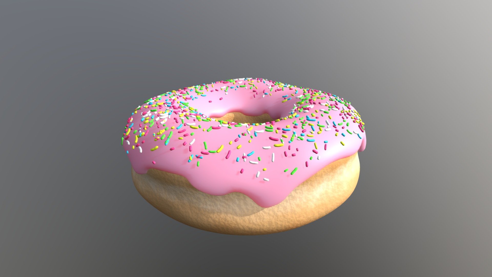 This is my latest donut model following the BlenderGuru beginner tutorial. I may have used some, strange things to the sprinkles but it's better than having to calculate it every single time 3d model