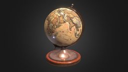 Antique Globe (Animated;Rotating) world, victorian, steampunk, globe, antique, map, relief, educational, geography, raised, raised-relief-map, globes