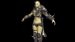 Orc Girl rpg, shadow, orc, people, , medieval, unreal, ork, head, woman, mordor, weapon, character, unity, girl, game, pbr, low, poly, animation, monster, fantasy, human, rigged, steel