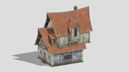 Medieval Building 07 Low Poly PBR Realistic kit, castle, wooden, historic, cottage, element, residential, medieval, unreal, fantastic, ready, window, vr, ar, aaa, hut, old, real, tudor, win, cityscape, ue4, kitbash, settlement, townhouse, unity, architecture, asset, game, 3d, low, poly, city, fantasy