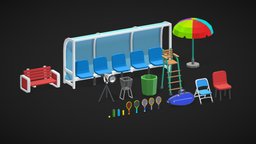 Low Poly Tennis Pack sports, tennis, optimized, mobilegames, lowpoly, gameready, noai