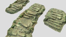 Old Stone Steps Stair Forest Scan Set tree, stairway, forest, stairs, set, vintage, medieval, module, pack, entry, collection, dirt, leaf, old, scanned, nature, mossy, steps, architecture, staircase, 3d, blender, pbr, model, scan, stone, leaves, slaps, landescape
