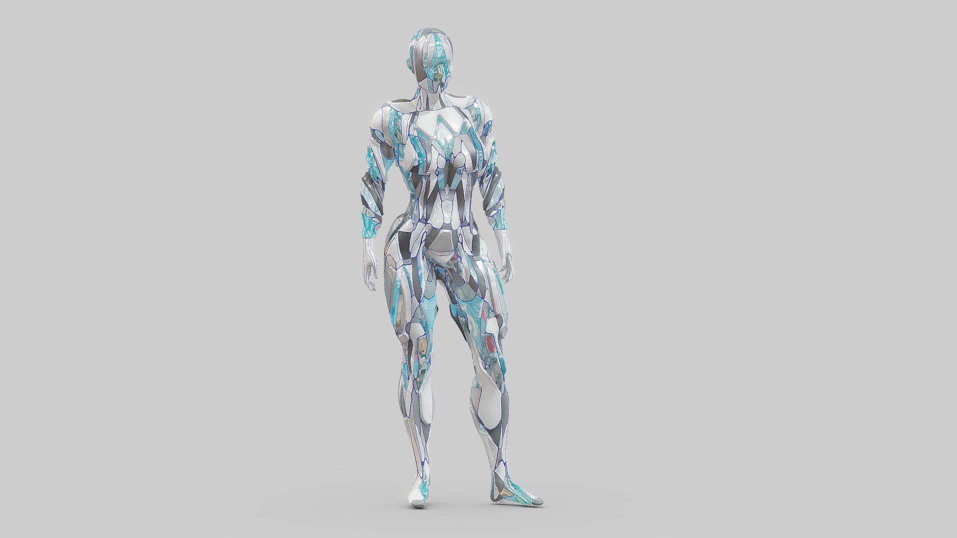 Procedural character design with houdini. The panel is generated based on chebyshev noise. Do you like this self-organized shape? - Biomechanic_design_2023.8.29_stand01 - 3D model by lonlydrxx (@weiyiwang) 3d model