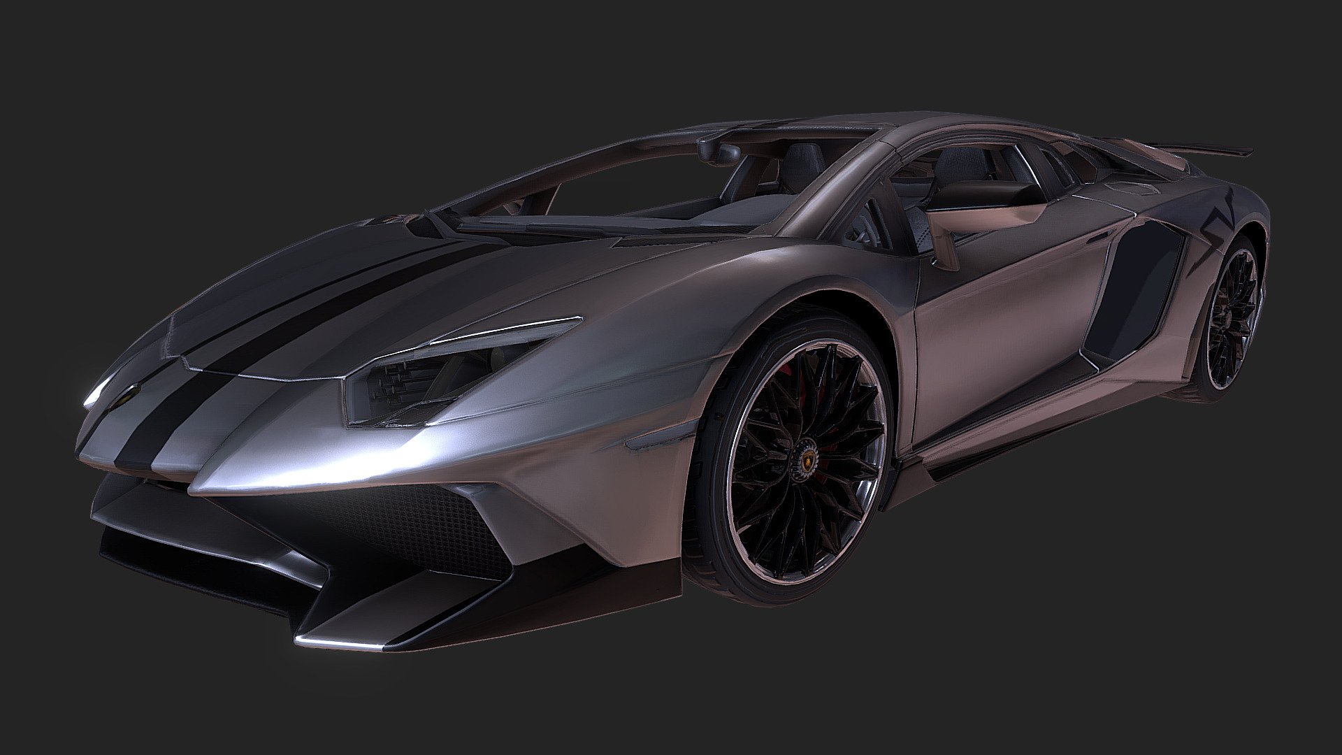 The base mesh was taken from here: https://sketchfab.com/DJS_05.  This model is still in progress and most likely will be redone completely since the bake here is terrible.  High and low resulotion mesh with textures and Maya scene: https://workupload.com/file/SghDeTAKEqr - Lamborghini aventador SV - Download Free 3D model by Shyshenin Bohdan (@Kiratta) 3d model