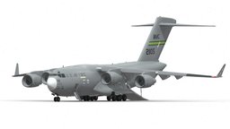 3d model C-17 3 army, transport, aviation, detailed, replica, aircraft, realistic, iii, forces, c-17, globemaster, 3d, model, military, air