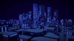 Low-Poly Night City retro, buildings, urban, purple, night, aesthetic, nighttime, low-poly, game, city, stylized, building, blue