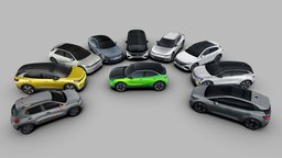 10 EV cars Pack 1 audi, opel, transport, urban, renault, volkswagen, hyundai, kia, mercedes-benz, mobility, dacia, cupra, all-electric, low-poly, vehicle, lowpoly, technology, car, city, electric