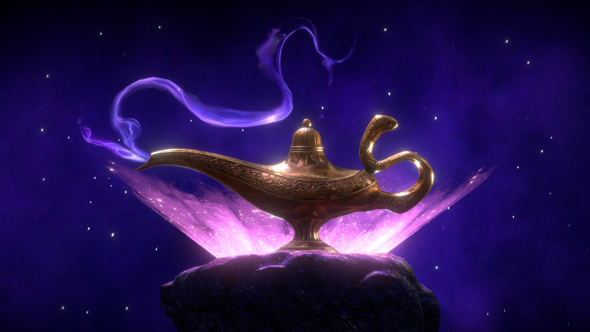 Aladdin's folk tale most probably my favorate tale from the Book of One Thousand and One Nights, All i wated in my childhood was this magical lamp with unlimited wishes :P

Modelled with Maya, sculpted with Zbrush &amp; Textured with Substance painter.

My entry for FairyTaleChallenge - Aladdin's Magic Lamp - 3D model by Alok (@alok.aks50) 3d model
