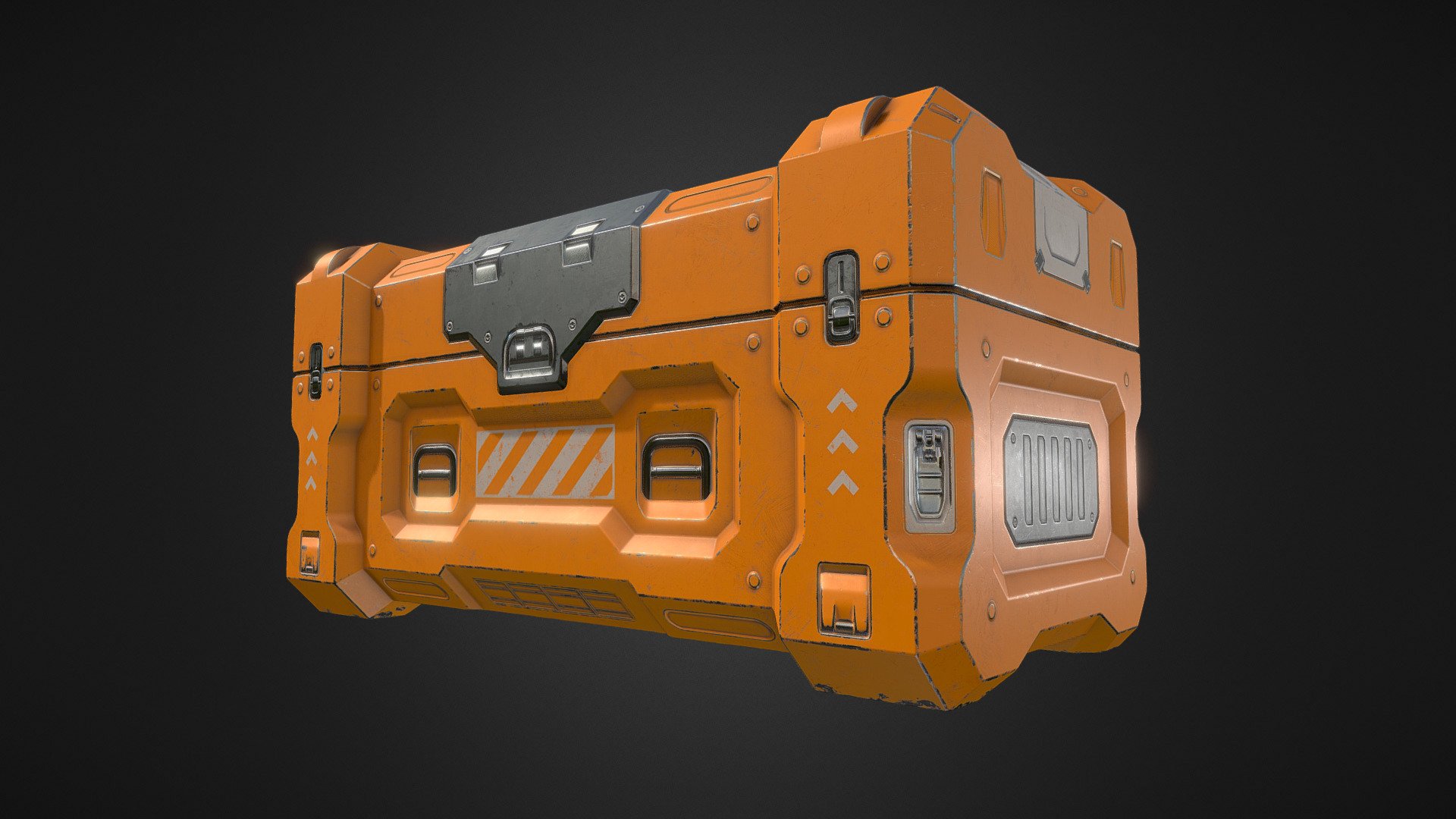 SciFi Container asset for realtime rendering (Unity or Unreal i.e.). The point of this was to make decent looking hardsurface game prop without baking details from high poly to low poly. Most edges are beveled and have modified normals by using &ldquo;Set Normals From Faces
