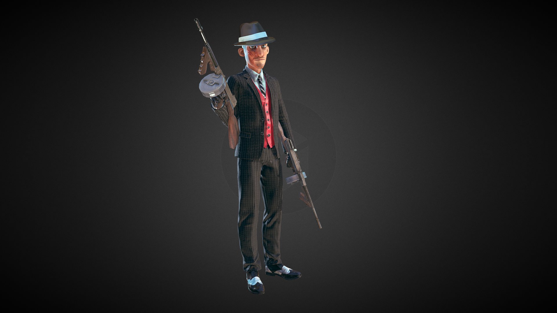 My CC Archer Morph dressed as a mobster. Tommy Gun by Denys K 3d model