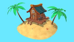 The Beach Hut gamedesign, real-time, 3dassets, maya, handpainted, 3d-coat, cartoon, photoshop