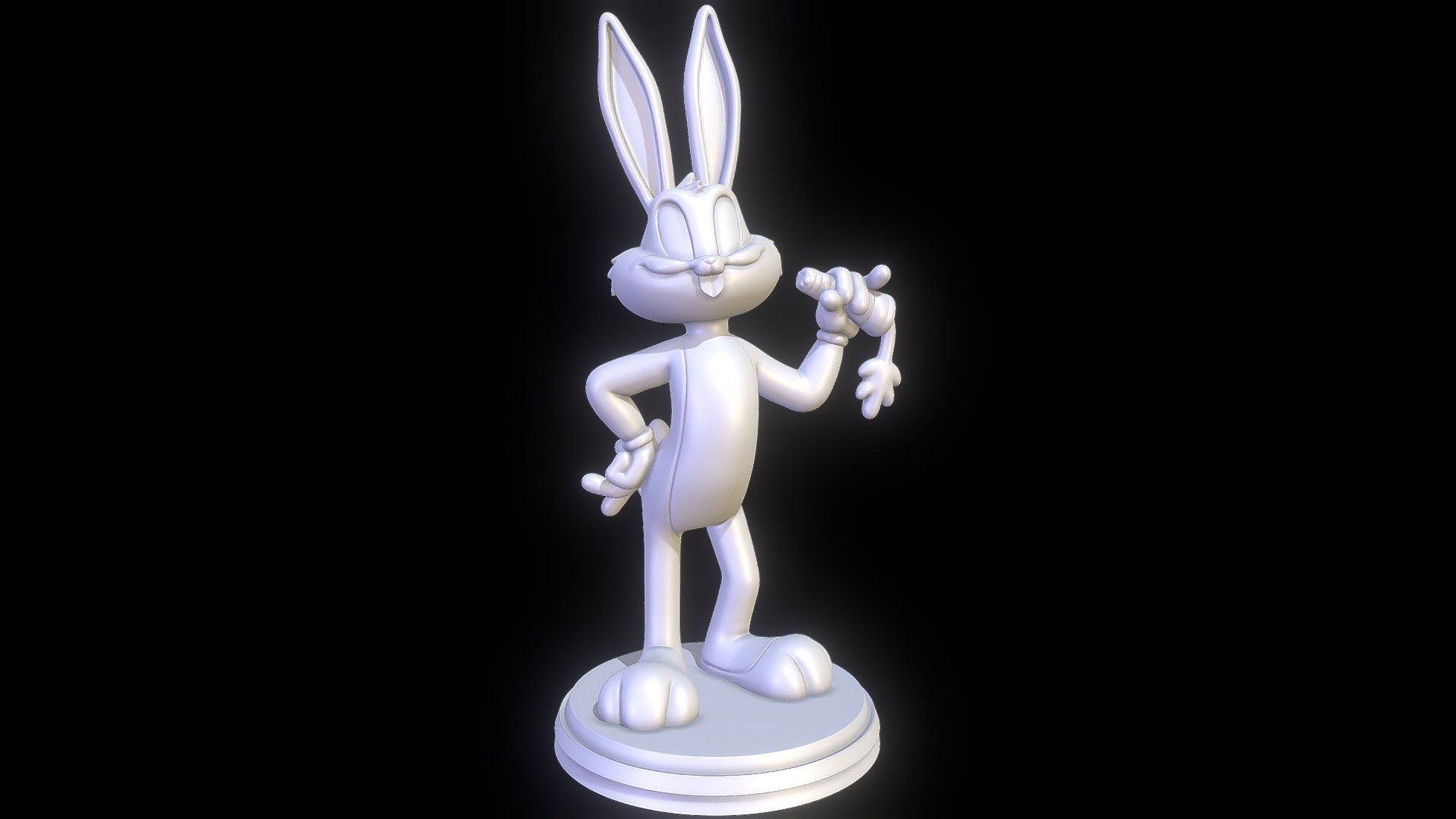 Character from Looney Tunes

See the model colored here https://www.deviantart.com/sillytoys/art/Bugs-Bunny-Looney-Tunes-3D-print-model-914670338 - Bugs Bunny - Looney Tunes 3D print - Buy Royalty Free 3D model by SillyToys 3d model