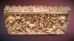 Marble sarcophagus: Myth of Selene and Endymion greek, historical, cultural, burial, coffin, relief, mythology, cultural-heritage, art, sculpture, history