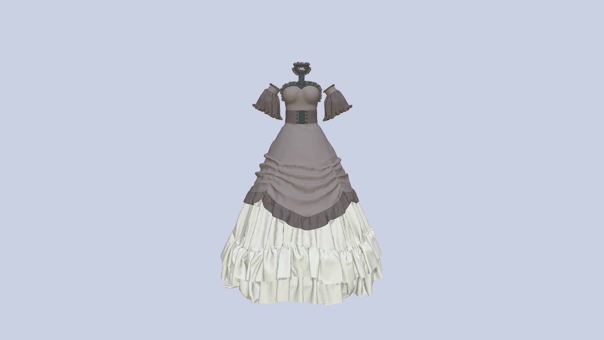 Victorian Dress. For more clothes check my collection: https://sketchfab.com/cmonica3d/collections/clothes

If you have any questions feel free to post a comment! Also if you like the model please leave a review, it helps a lot!

This package includes:

· Model in formats FBX and obj. It is a highpoly mesh without retopology. Two variants: with welded points and unwelded. Welded is a mesh without thickness with merged vertices, unwelded is a mesh with thickness and not merged vertices.

· It does not have textures, only planar colors.

Note: Sketchfab has two-sided rendering, make sure to check this option in your program to get the same result 3d model