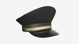 Peaked Cap Casual police, hat, empty, cap, hotel, textile, army, fashion, clothes, mockup, service, head, fabric, casual, cotton, wear, formal, 3d, pbr, peaked