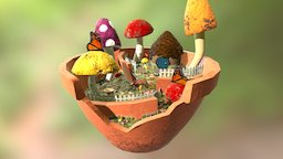 Fairy Garden Flower Pot grass, mushroom, flower, garden, flowerpot, butterfly, fairy, minigarden, house