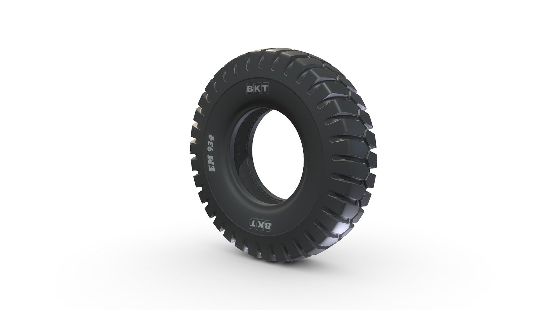 EM 934 has been specially designed for excavators in road construction applications. It shows excellent lateral traction as well as outstanding self-cleaning features. The unique tread compound offers cut and chip resistance whereas the strong casing provides a long service life 3d model
