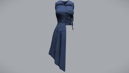 Female Trench Style Sleeveless Dress style, trench, fashion, girls, jacket, clothes, coat, dress, realistic, real, womens, wear, sleeveless, pbr, low, poly, female, assymetrical