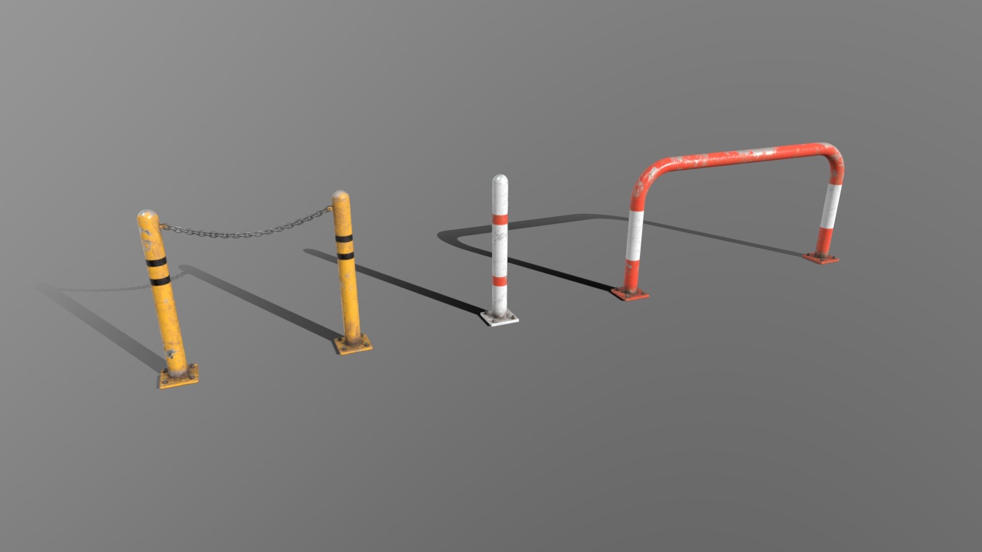 Traffic barrier poles for inner city and industrial areas.

Modeled in Blender, Textured wih Substance Painter 3d model