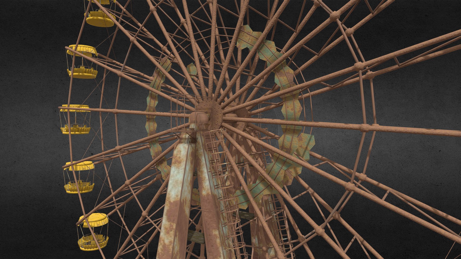 Model of the pripyat ferris wheel .In this project, I studied many details from dozens of videos and photos to make the Ferris wheel look as accurate as possible 3d model