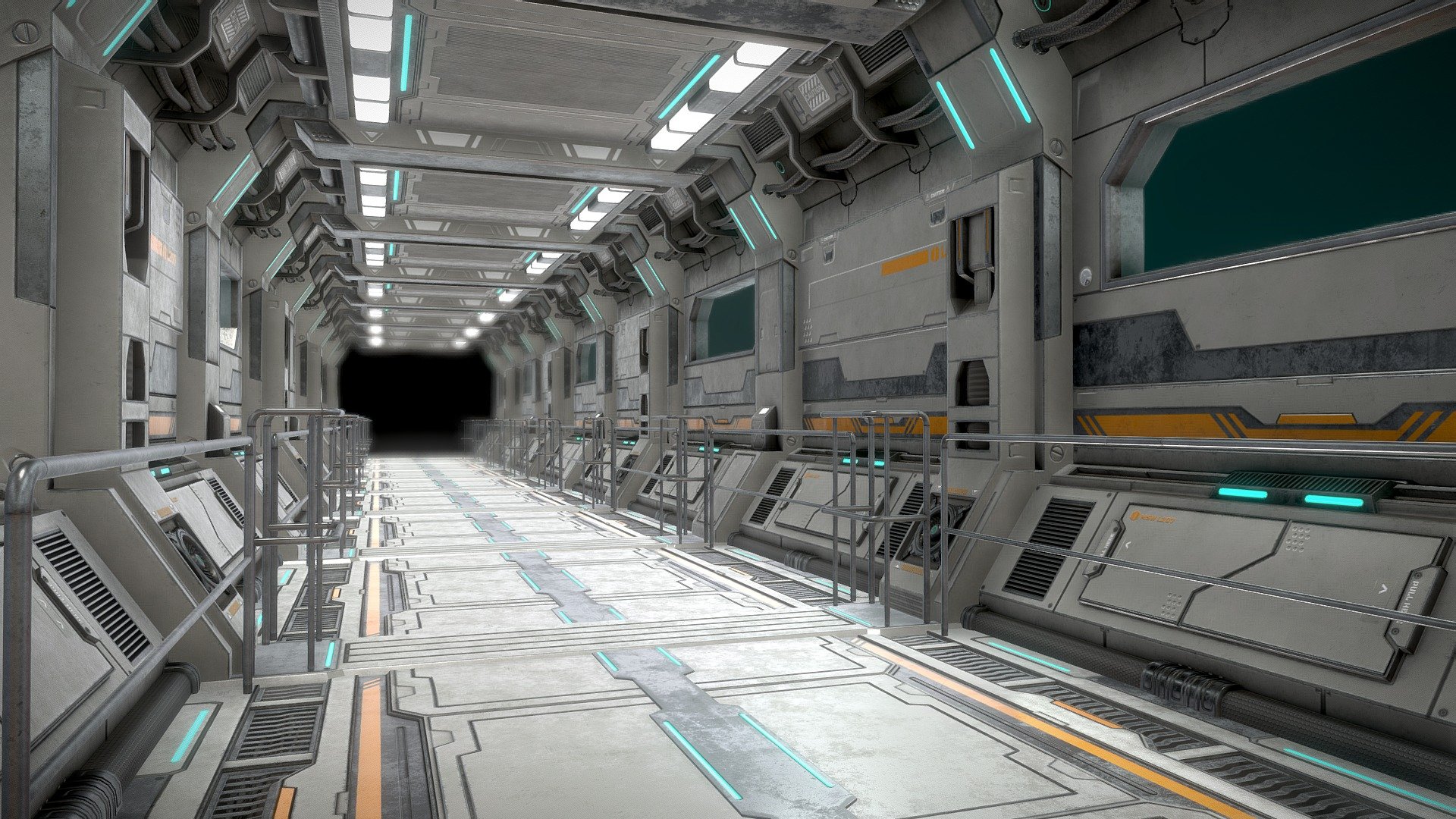 Low Poly Modular Sci-Fi Corridor with PBR textures:




Created with 3ds Max

Textured in Substance Painter

The unit of measurement used for the model is centimeters

4 PBR Materials with 4k textures including: Albedo, Normal, Metalness, Roughness, Occlusion, Emissive, Opacity.

Full set includes:




Wall (with the option of adding panel or window)

Floor

Ceiling

Separator

Separator Ceiling

Separator Floor

Fan (optional, to add to separator)

Railing (also optional)

Polys of parts: 2.106 (4.140 tris).
Polys of scene: 26.224 (51.760 tris)

Files included:




Sci-Fi Modular Corridor_corridor: Full scene

Sci-Fi Modular Corridor_section: Section of shwon corridor to duplicate/instance

Sci-Fi Modular Corridor_parts: All parts separated to build your own corridor

Formats included: MAX / BLEND / FBX / OBJ / 3DS

Model also available including door

This model can be used for any game, personal project, etc. You may not resell any content - Sci-Fi Modular Corridor Version 2 - Low Poly - Buy Royalty Free 3D model by MSWoodvine 3d model