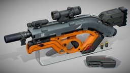 Mono-Lyne Rifle rifle, scope, future, prop, photorealistic, realtime, cyberpunk, stock, flashlight, realistic, rifles, science-fiction, cyberpunk-technology, gameart, sci-fi, gameasset, gun, gameready, mono-lyne