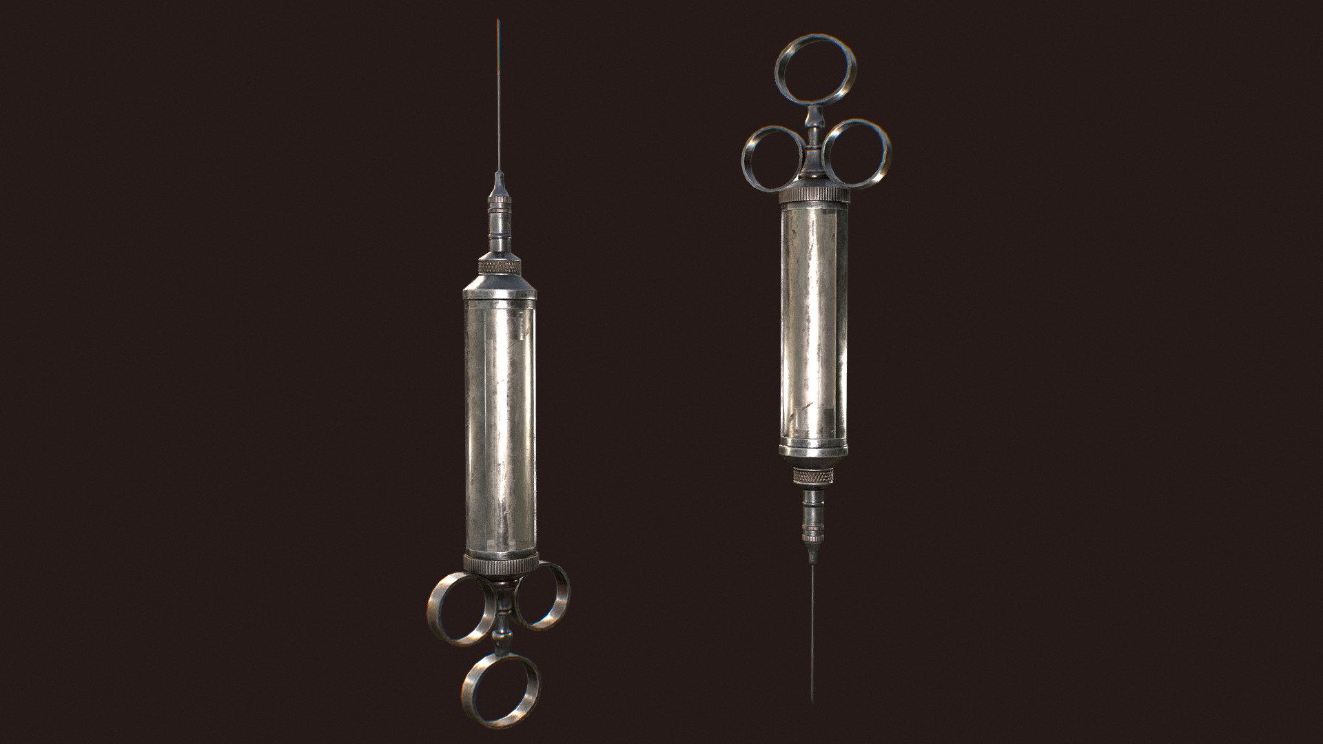 Antique Syringe it's a lowpoly game ready model with unwrapped UVs and PBR textures.

This model contains 2 separate objects (syringe barrel and plunger) and ready to be rigged. 

UVs: channel 1: overlapping; channel 2: non-overlapping (for baking lightmaps).

Formats: FBX, Obj.  Textures format: TGA. Textures resolution: 2048x2048px.

Textures set includes:




Metal_Roughness: BaseColor, Roughness, Metallic, Normal, Height, AO.

Unity 5 (Standart Metallic): AlbedoTransparency, AO, Normal, MetallicSmoothness

Unreal Engine 4: BaseColor, OcclusionRoughnessMetallic, Normal.



Artstation: https://www.artstation.com/tatianagladkaya

Instagram: https://www.instagram.com/t.gladkaya_ - Antique Syringe - 3D model by Tatiana Gladkaya (@tatiana_gladkaya) 3d model